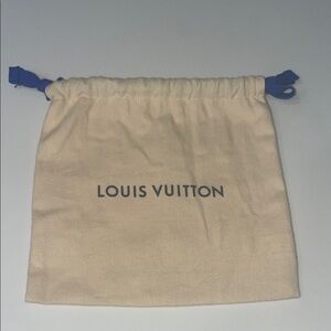 Louis Vuitton Beige Drawstring Dust Pouch Blue Accents